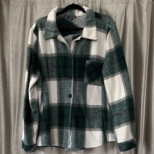 1Clique Green and White Plaid Shirt